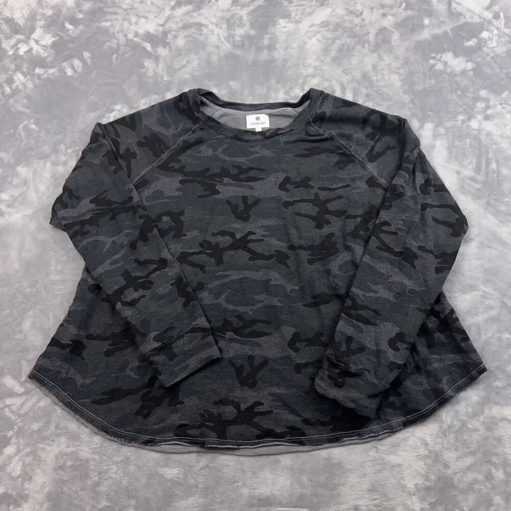 Sundry Sweater Womens Size Medium Sz 2 Gray Blue Camouflage Sweatshirt